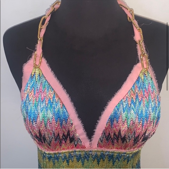 💗💛💚 Christina Makowsky Chained Halter Knit Sundress 💗💛💚 - Picture 4 of 13